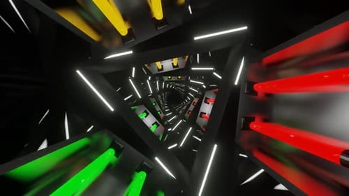 Multicolor Neon Glowing Mirrored Triangular Spiral Background Vj Loop In HD