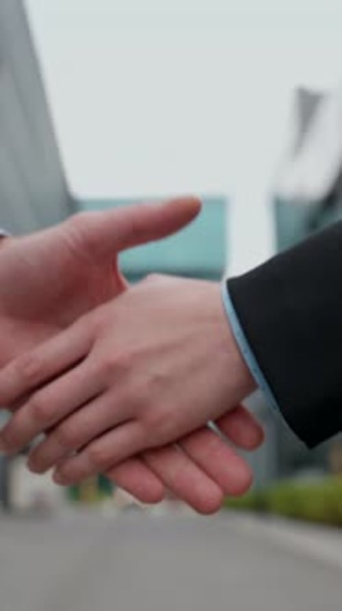 Formal Handshake Businessman Shaking Hands Businesswoman Close Up Partnership Business Handshaking