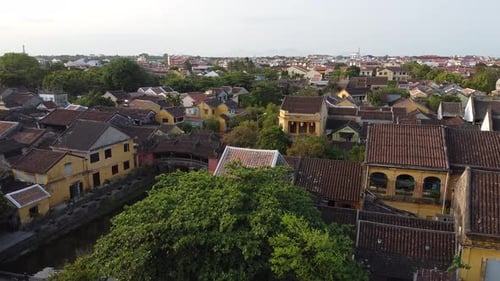 Aerial View at Japanese Covered Bridge in the Old Quarter of Hoi An