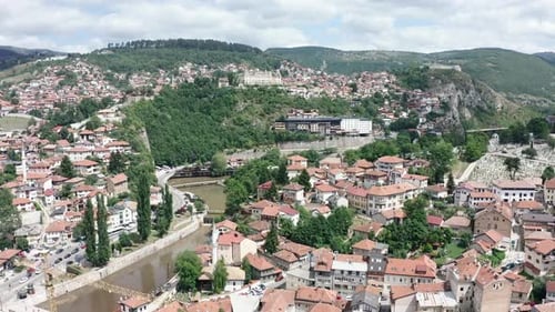 Aerial video of the capital city of Sarajevo of Bosnia and Herzegovina