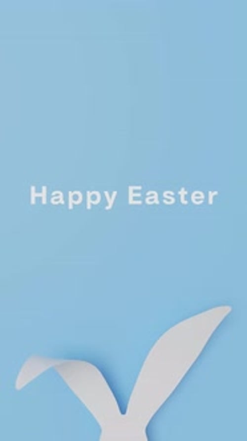 Flat Design Happy Easter Bunny Ears Text Reveal