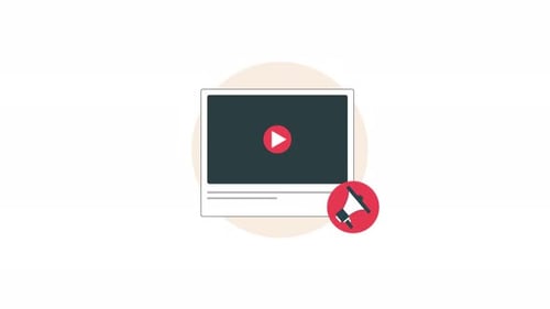 Reproductor de Vídeo 4K con Megáfono Vídeo: Concepto de marketing de contenidos, Vídeo de animación