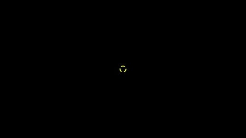 Interface Collection: Animation of a biohazard sign in yellow flickering in center on a dark backgro
