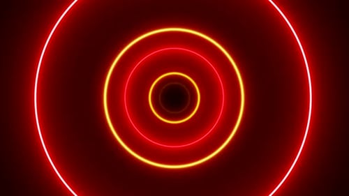 Neon Circle Red and Yellow Tunnel Background