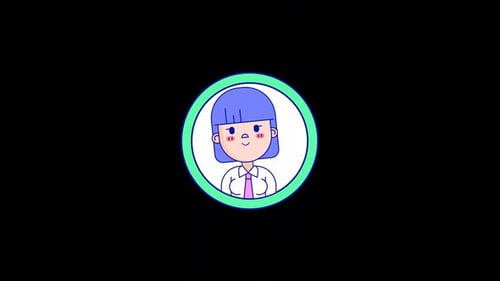 Animated Flat Design Female Character Avatar Icon
