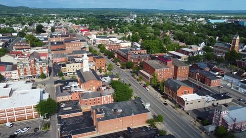Chillicothe, Ohio, downtown and North side of downtown, aerial drone.