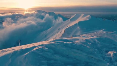 Winter Mountains in Alps Nature at Sunset