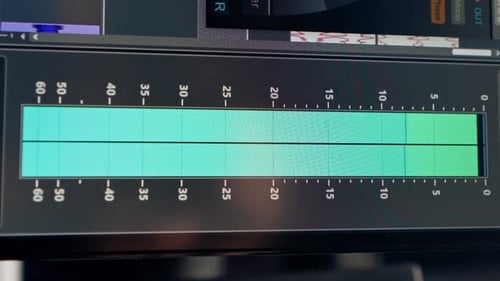 Computer monitor screen of a sound engineer showing audio tracks for mixing new soundtrack