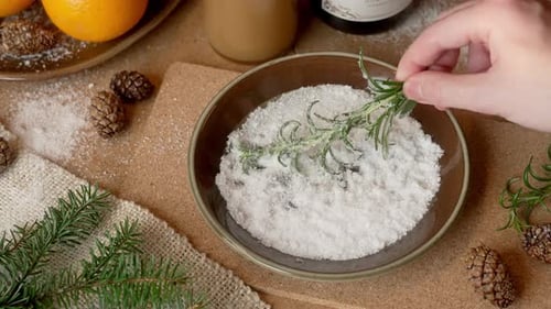 Hand dipping twig rose marry spice spices bowl sugar unhealthy Christmas winter snack dessert drink