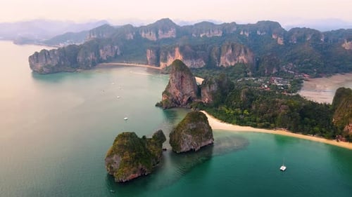 Discover the Breathtaking Beauty of Railay Beach in Krabi Thailand During Sunset