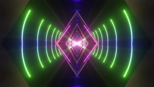 4 K Colored Abstract Neon Tunnel