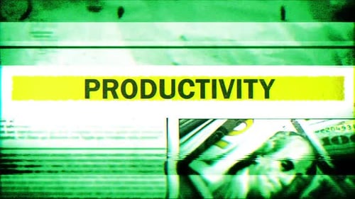 Productivity Glitch Text Reveal with Yellow Highlight