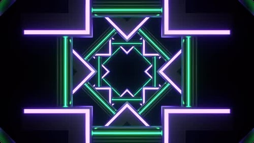 Purple And Turquoise Neon Light Abstract Shape Background Vj Loop In 4K
