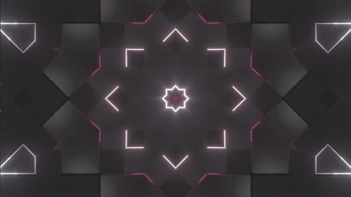 Glowing Neon Geometric Kaleidoscope Loop Background