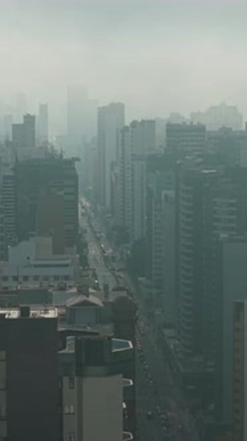pollution Curitiba morning horizon with busy Curitiba and pollution skyline pollution