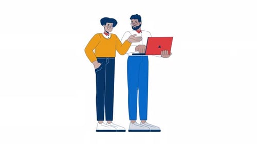 Büroangestellter berät Mitarbeiter, Zeichentrickanimation