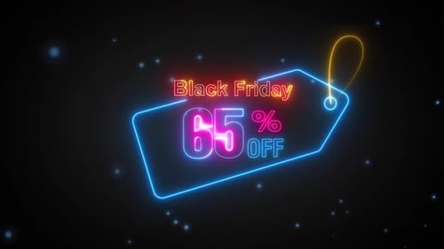 Black Friday Sale Discount Neon Price Tag Animation
