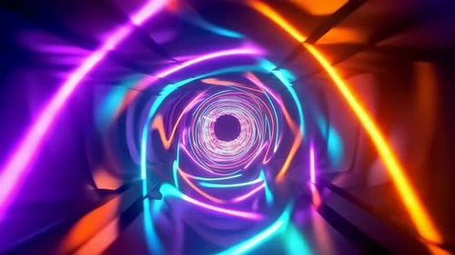 Abstract Neon Light Tunnel Cyberpunk Motion Graphics