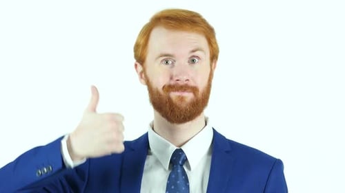 Thumbs Up By Red Hair Beard Businessman
