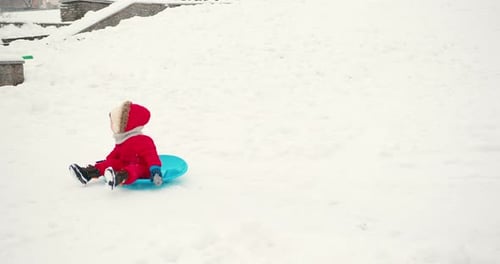 Mother and Little Toddler Boy Son Having Fun in the Snow at Winter Winter Holidays Fun Vacation