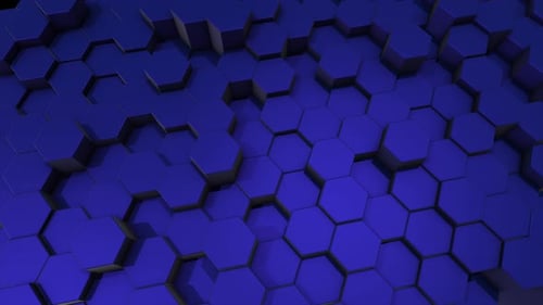 Animated Blue Hexagon Grid Waving Background