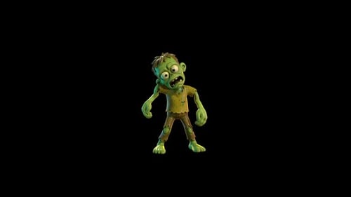 Animated Cartoon Zombie Character Performing Multiple Actions