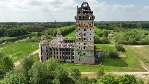 Creepy old abandoned building, in the city of Almere, The Netherlands.