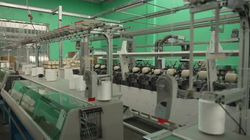 Textile Production at Factory Concept of Automated Textile Equipment