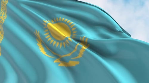 Realistic Waving Flag of Kazakhstan Animation