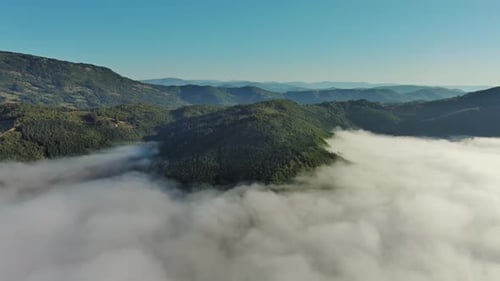 Aerial Foggy Mountain Landscape