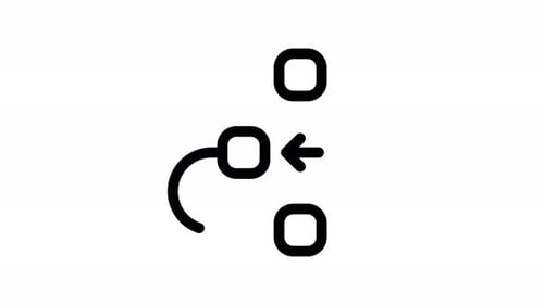 Minimalist Flow Diagram Animation with Moving Arrows and Squares