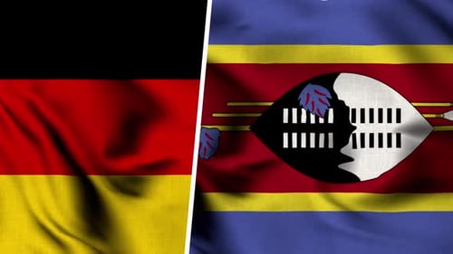 Waving Flags of Germany and Eswatini Side by Side