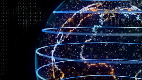 Futuristic Digital Earth Globe with Glowing Data Network