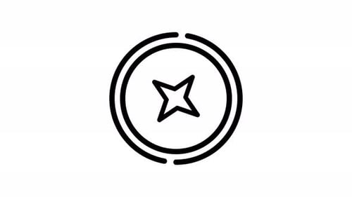 Animated Line Art Star Icon with Rotating Dashed Circle