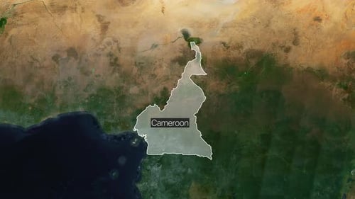 Animated World Map Zoom to Cameroon Country Highlight