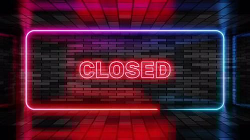 Closed Neon Sign Business Store Window Animation