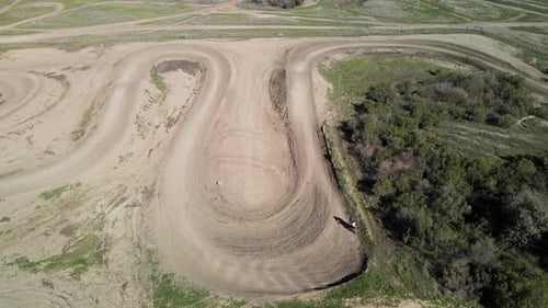 Dirt bike cornering on Prairie City Off-Highway motor vehicle recreation at the foothills of the Sie