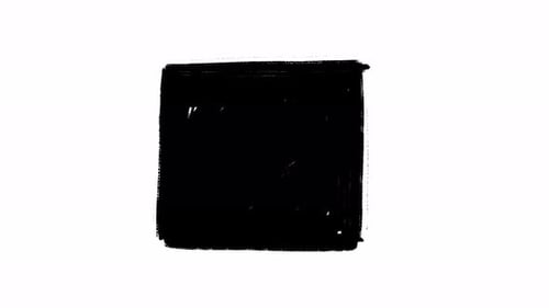 Gemaltes schwarzes Quadrat im Scribble-Stil auf weißem Hintergrund, gefilmt in Loop Stop Motion