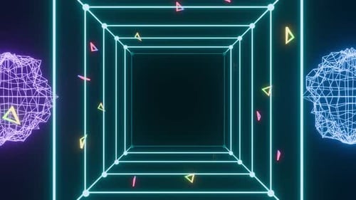 80er Wireframe Neon 4k