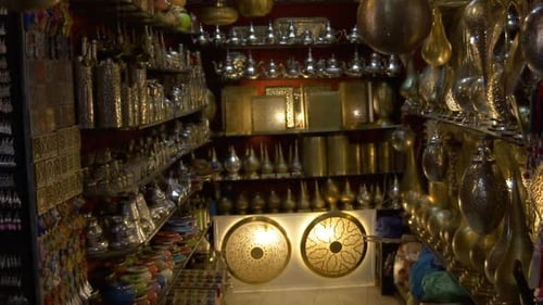 Small shop in Marrakech selling traditional commodities - souk, morocco, market