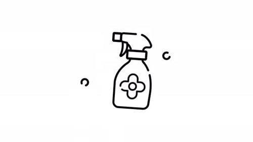 Animated Sketch Icon of Cleaning Spray Bottle