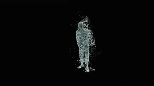 Fluid Water Particle Human Figure Dancing Animation