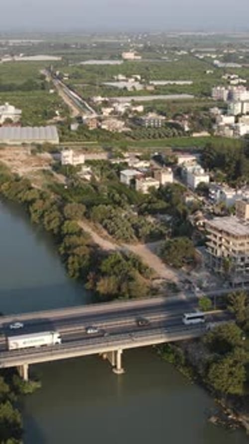 River Town Drone View