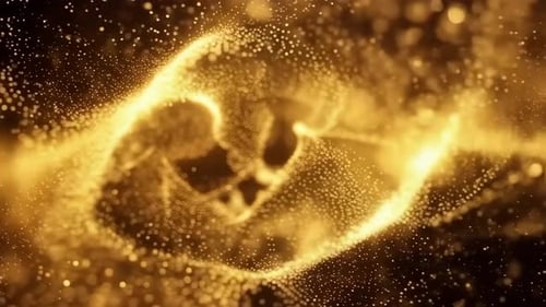 Abstract Golden Particle Swirl Fluid Motion Background