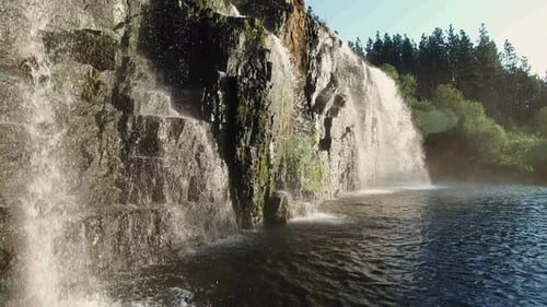 Drone of Cascading Waterfall in South Africa