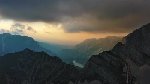 Sunset Mountains and Dramatic Clouds