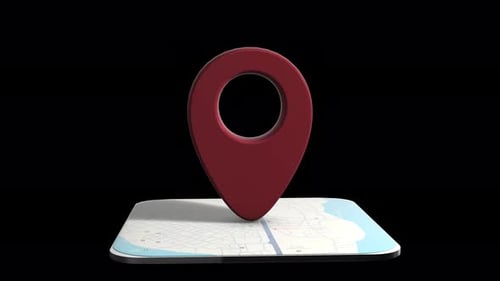 3D Map Location Pin Red Loop