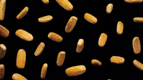 Seamless Loop Animation of Baked Bread Rolls Falling