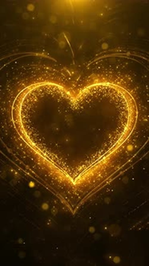 Sparkling Golden Heart Loop Animation Background