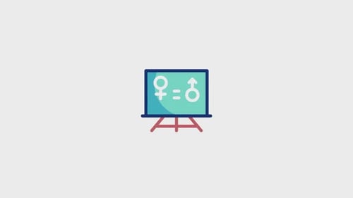 Animated Flat Design Gender Equality Symbol on Chalkboard